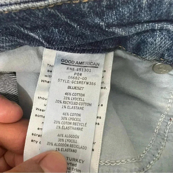 Good American Good curve straight leg jeans high rise ripped size 6/28 - Picture 8 of 14